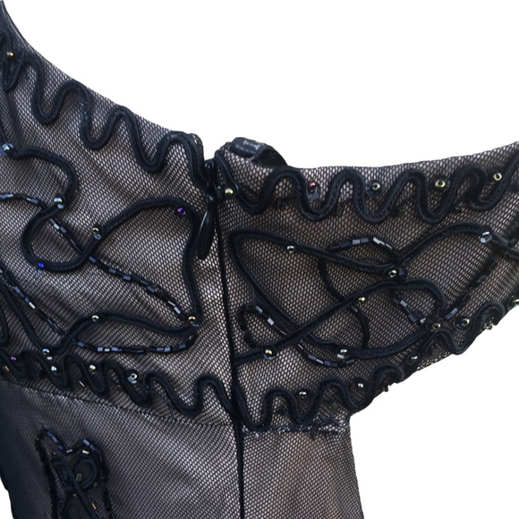 NIKI LAVIS Beautiful formal evening gown mid length Size 8 Black, AB Glass Beads - Picture 9 of 11